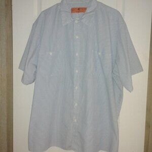 Vintage men's Red Kap blue and white striped button up shirt.